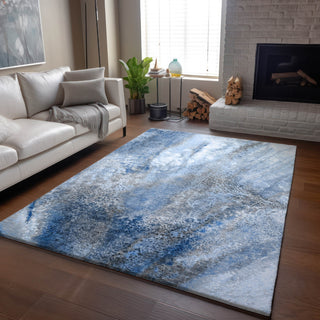 Piper Looms Mayfield Watercolors AMF505 Navy Machine Washable Area Rug Lifestyle Image Feature