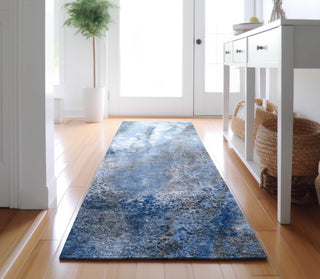 Piper Looms Mayfield Watercolors AMF505 Navy Machine Washable Area Rug Runner Lifestyle Image Feature