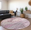 Piper Looms Mayfield Watercolors AMF505 Pink Machine Washable Area Rug Round Lifestyle Image Feature