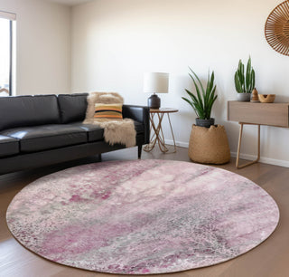 Piper Looms Mayfield Watercolors AMF505 Pink Machine Washable Area Rug Round Lifestyle Image Feature