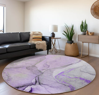 Piper Looms Mayfield Watercolors AMF506 Purple Machine Washable Area Rug Round Lifestyle Image Feature