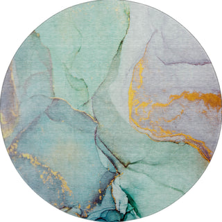 Piper Looms Mayfield Watercolors AMF506 Teal Machine Washable Area Rug Round Main Image