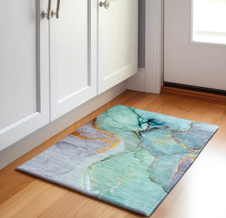 Piper Looms Mayfield Watercolors AMF506 Teal Machine Washable Area Rug Scatter Lifestyle Image Feature
