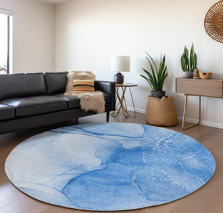Piper Looms Mayfield Watercolors AMF507 Blue Machine Washable Area Rug Round Lifestyle Image Feature