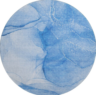Piper Looms Mayfield Watercolors AMF507 Blue Machine Washable Area Rug Round Main Image
