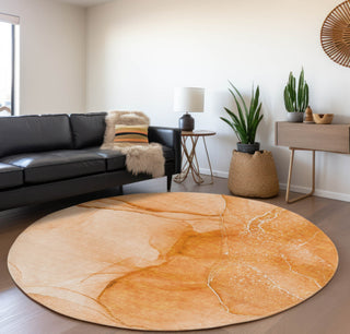 Piper Looms Mayfield Watercolors AMF507 Orange Machine Washable Area Rug Round Lifestyle Image Feature