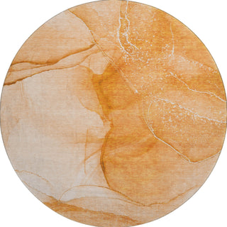 Piper Looms Mayfield Watercolors AMF507 Orange Machine Washable Area Rug Round Main Image
