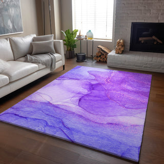 Piper Looms Mayfield Watercolors AMF507 Purple Machine Washable Area Rug Lifestyle Image Feature