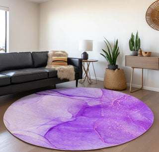 Piper Looms Mayfield Watercolors AMF507 Purple Machine Washable Area Rug Round Lifestyle Image Feature