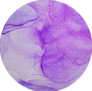 Piper Looms Mayfield Watercolors AMF507 Purple Machine Washable Area Rug Round Main Image