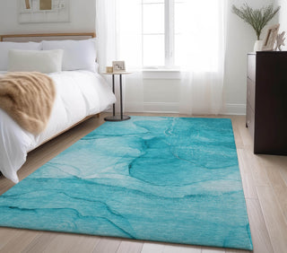 Piper Looms Mayfield Watercolors AMF507 Teal Machine Washable Area Rug Lifestyle Image Feature