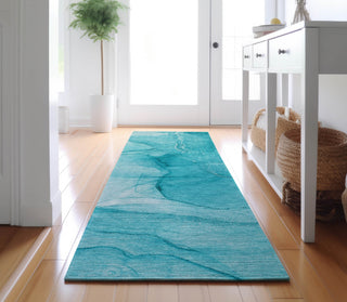 Piper Looms Mayfield Watercolors AMF507 Teal Machine Washable Area Rug Runner Lifestyle Image Feature