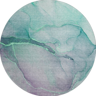 Piper Looms Mayfield Watercolors AMF508 Aloe Machine Washable Area Rug Round Main Image