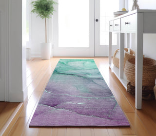 Piper Looms Mayfield Watercolors AMF508 Aloe Machine Washable Area Rug Runner Lifestyle Image Feature