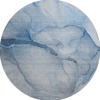Piper Looms Mayfield Watercolors AMF508 Blue Machine Washable Area Rug Round Main Image