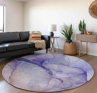 Piper Looms Mayfield Watercolors AMF508 Navy Machine Washable Area Rug Round Lifestyle Image Feature