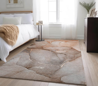 Piper Looms Mayfield Watercolors AMF508 Taupe Machine Washable Area Rug Lifestyle Image Feature