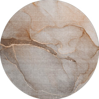 Piper Looms Mayfield Watercolors AMF508 Taupe Machine Washable Area Rug Round Main Image