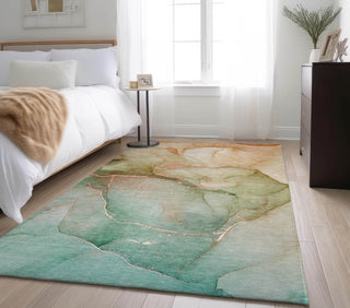Piper Looms Mayfield Watercolors AMF508 Teal Machine Washable Area Rug Lifestyle Image Feature