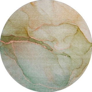 Piper Looms Mayfield Watercolors AMF508 Teal Machine Washable Area Rug Round Main Image