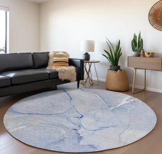 Piper Looms Mayfield Watercolors AMF510 Blue Machine Washable Area Rug Round Lifestyle Image Feature
