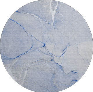 Piper Looms Mayfield Watercolors AMF510 Blue Machine Washable Area Rug Round Main Image