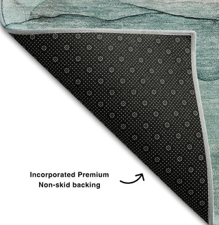 Piper Looms Mayfield Watercolors AMF512 Teal Machine Washable Area Rug Backing Image