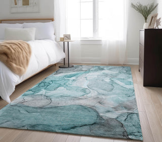 Piper Looms Mayfield Watercolors AMF512 Teal Machine Washable Area Rug Lifestyle Image Feature