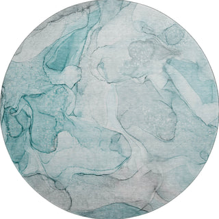 Piper Looms Mayfield Watercolors AMF512 Teal Machine Washable Area Rug Round Main Image