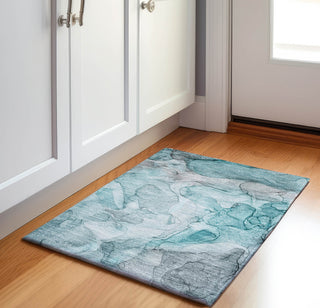 Piper Looms Mayfield Watercolors AMF512 Teal Machine Washable Area Rug Scatter Lifestyle Image Feature
