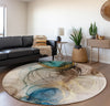 Piper Looms Mayfield Organic AMF513 Beige Machine Washable Area Rug Round Lifestyle Image Feature