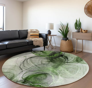 Piper Looms Mayfield Organic AMF513 Olive Machine Washable Area Rug Round Lifestyle Image Feature