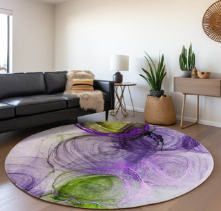 Piper Looms Mayfield Organic AMF513 Purple Machine Washable Area Rug Round Lifestyle Image Feature