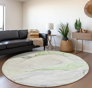 Piper Looms Mayfield Watercolors AMF515 Green Machine Washable Area Rug Round Lifestyle Image Feature