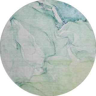Piper Looms Mayfield Watercolors AMF516 Green Machine Washable Area Rug Round Main Image