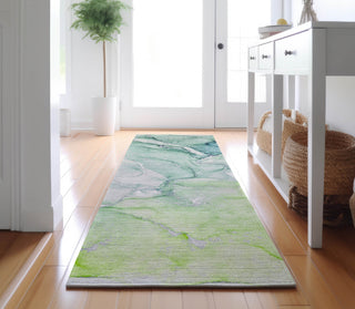 Piper Looms Mayfield Watercolors AMF516 Green Machine Washable Area Rug Runner Lifestyle Image Feature
