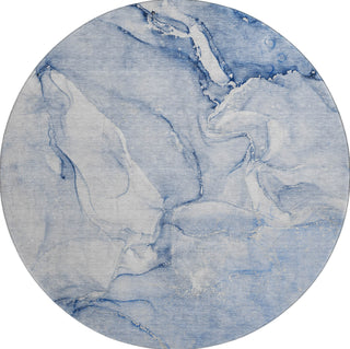 Piper Looms Mayfield Watercolors AMF516 Navy Machine Washable Area Rug Round Main Image
