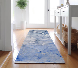 Piper Looms Mayfield Watercolors AMF516 Navy Machine Washable Area Rug Runner Lifestyle Image Feature