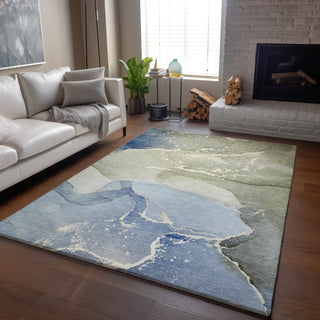 Piper Looms Mayfield Watercolors AMF517 Blue Machine Washable Area Rug Lifestyle Image Feature