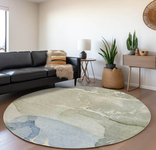 Piper Looms Mayfield Watercolors AMF517 Blue Machine Washable Area Rug Round Lifestyle Image Feature