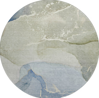 Piper Looms Mayfield Watercolors AMF517 Blue Machine Washable Area Rug Round Main Image