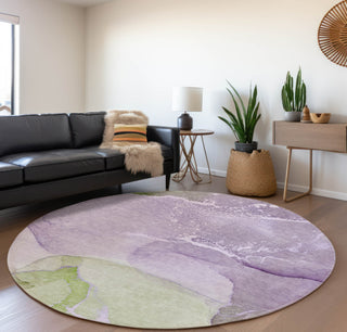 Piper Looms Mayfield Watercolors AMF517 Purple Machine Washable Area Rug Round Lifestyle Image Feature