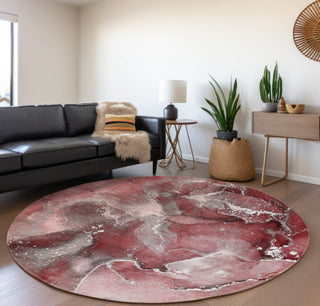 Piper Looms Mayfield Watercolors AMF518 Merlot Machine Washable Area Rug Round Lifestyle Image Feature