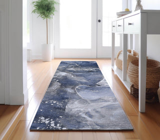 Piper Looms Mayfield Watercolors AMF518 Navy Machine Washable Area Rug Runner Lifestyle Image Feature