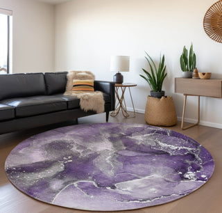 Piper Looms Mayfield Watercolors AMF518 Purple Machine Washable Area Rug Round Lifestyle Image Feature