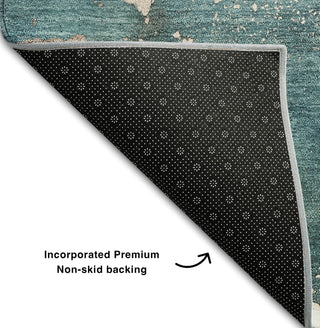 Piper Looms Mayfield Watercolors AMF518 Teal Machine Washable Area Rug Backing Image