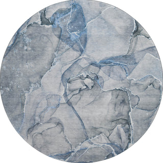 Piper Looms Mayfield Watercolors AMF519 Blue Machine Washable Area Rug Round Main Image