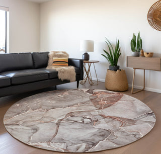 Piper Looms Mayfield Watercolors AMF519 Gray Machine Washable Area Rug Round Lifestyle Image Feature