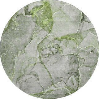 Piper Looms Mayfield Watercolors AMF519 Green Machine Washable Area Rug Round Main Image