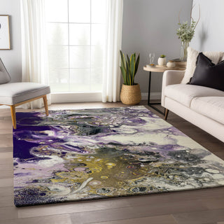 Piper Looms Mayfield Abstract AMF52 Amethyst Machine Washable Area Rug Lifestyle Image Feature